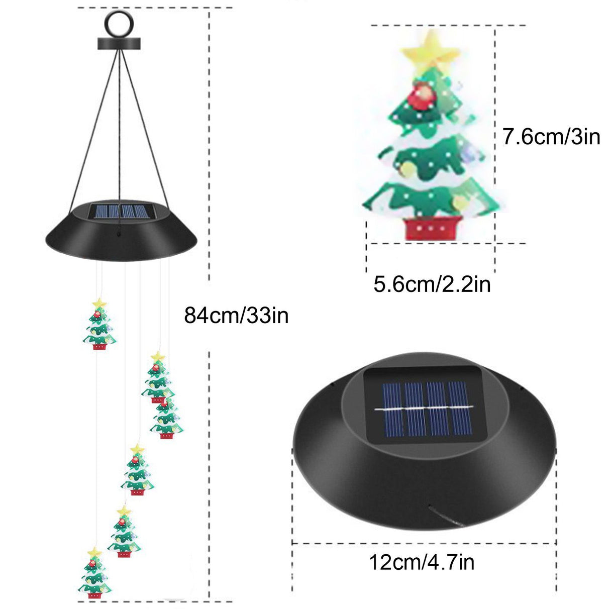 Yard Solar Wind Chime Light LED Solar Powered Wind Chimes Hanging Lamp for Patio Garden