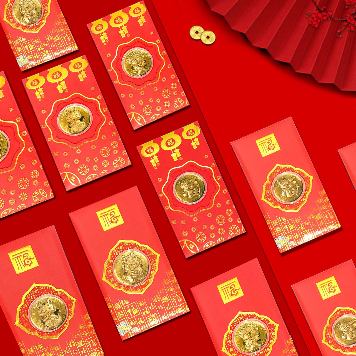 Chinese Red Envelope Year of The Dragon Gold Foil Lucky Red Packet for Spring Festival New Year