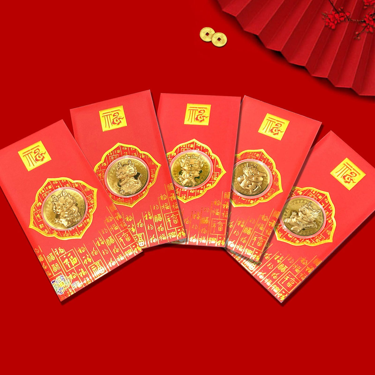 Chinese Red Envelope Year of The Dragon Gold Foil Lucky Red Packet for Spring Festival New Year