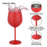 1 PCS 18oz Stainless Steel Matte Wine Glasses Red - Rear View