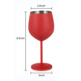 1 PCS 18oz Stainless Steel Matte Wine Glasses Red - Close-Up Angle