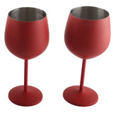4 PCS 18oz Stainless Steel Matte Wine Glasses Red - Top-Down View