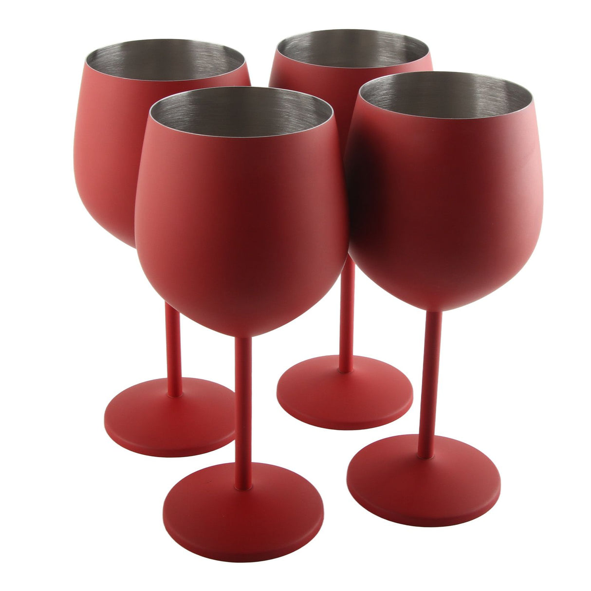 4 PCS 18oz Stainless Steel Matte Wine Glasses Red