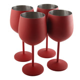 4 PCS 18oz Stainless Steel Matte Wine Glasses Red - 45-Degree Angle