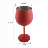 4 PCS 18oz Stainless Steel Matte Wine Glasses Red - Close-Up Angle