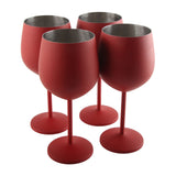4 PCS 18oz Stainless Steel Matte Wine Glasses Red