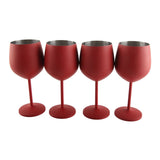 4 PCS 18oz Stainless Steel Matte Wine Glasses Red