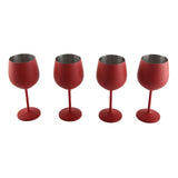 4 PCS 18oz Stainless Steel Matte Wine Glasses Red