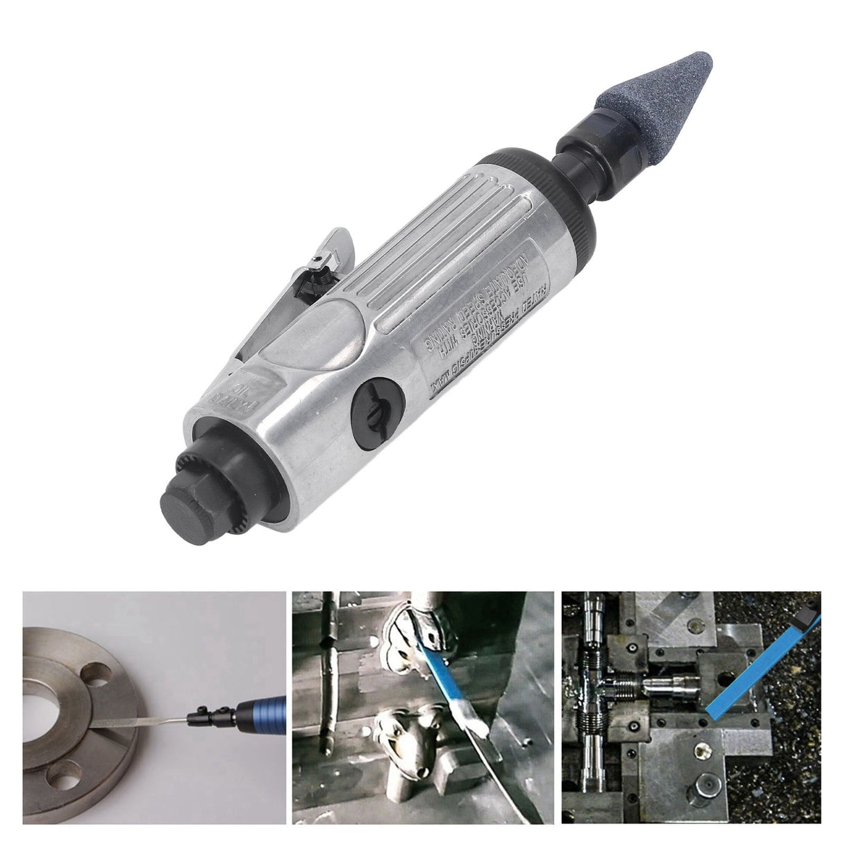 1/4in Air Die Grinder Kit Portable Pneumatic Polishing Grinding Machine Straight Handle 22000RPM