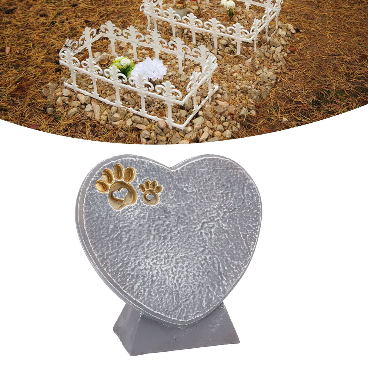 Heart Shaped Animal Tombstone DIY Resin Dog Pet Memorial Stone Outdoor Courtyard Decoration Ornaments Standing Rock Grey