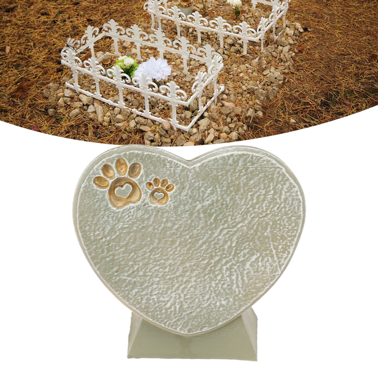 Heart Shaped Animal Tombstone DIY Resin Dog Pet Memorial Stone Outdoor Courtyard Decoration Ornaments Standing Mossy Green