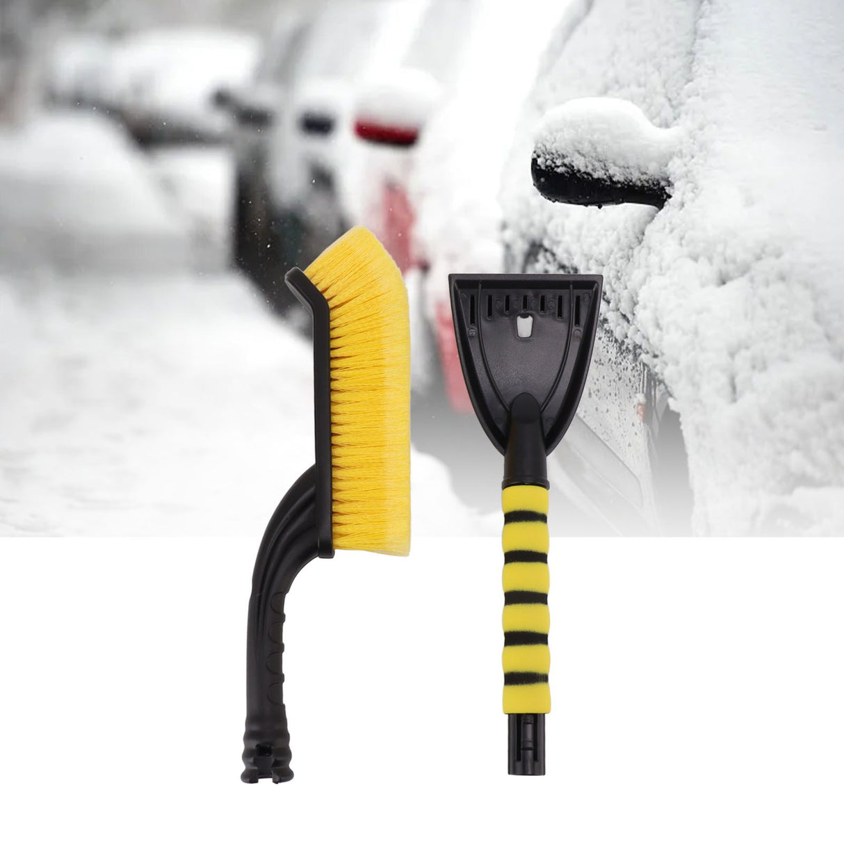 Snow Brush Detachable Ice Scraper Snow Removal Tool with Ergonomic Foam Grip for Cars Trucks Yellow Black