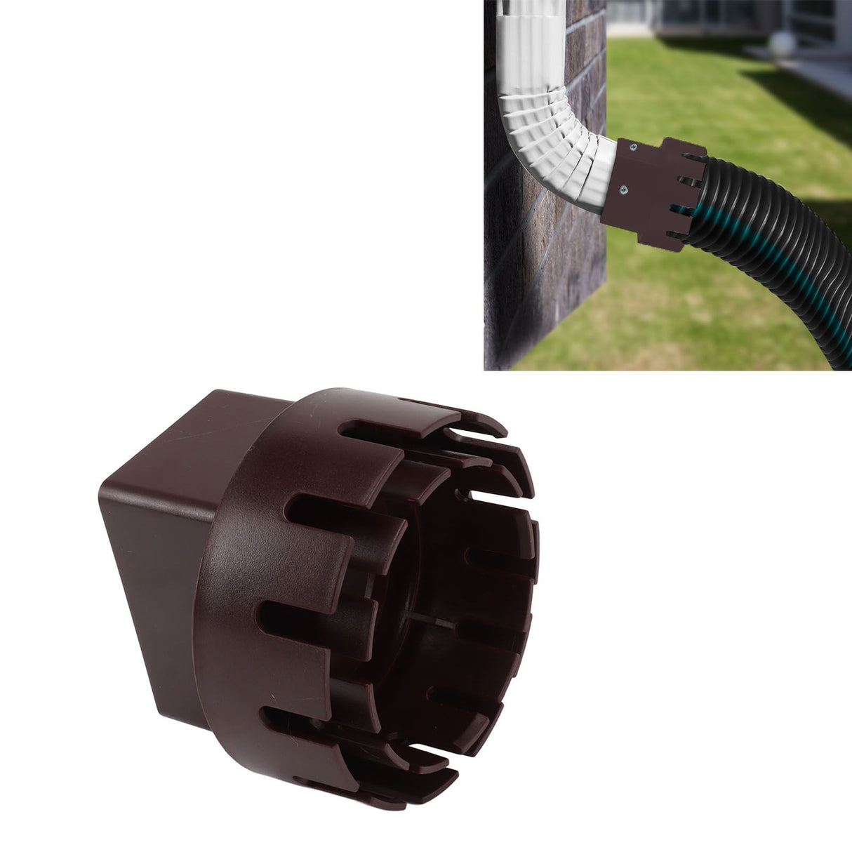 Downspout Adapter Plastic Drain Adapter Replacement Downpipe Converter Connector with Screws Brown L 3x4in