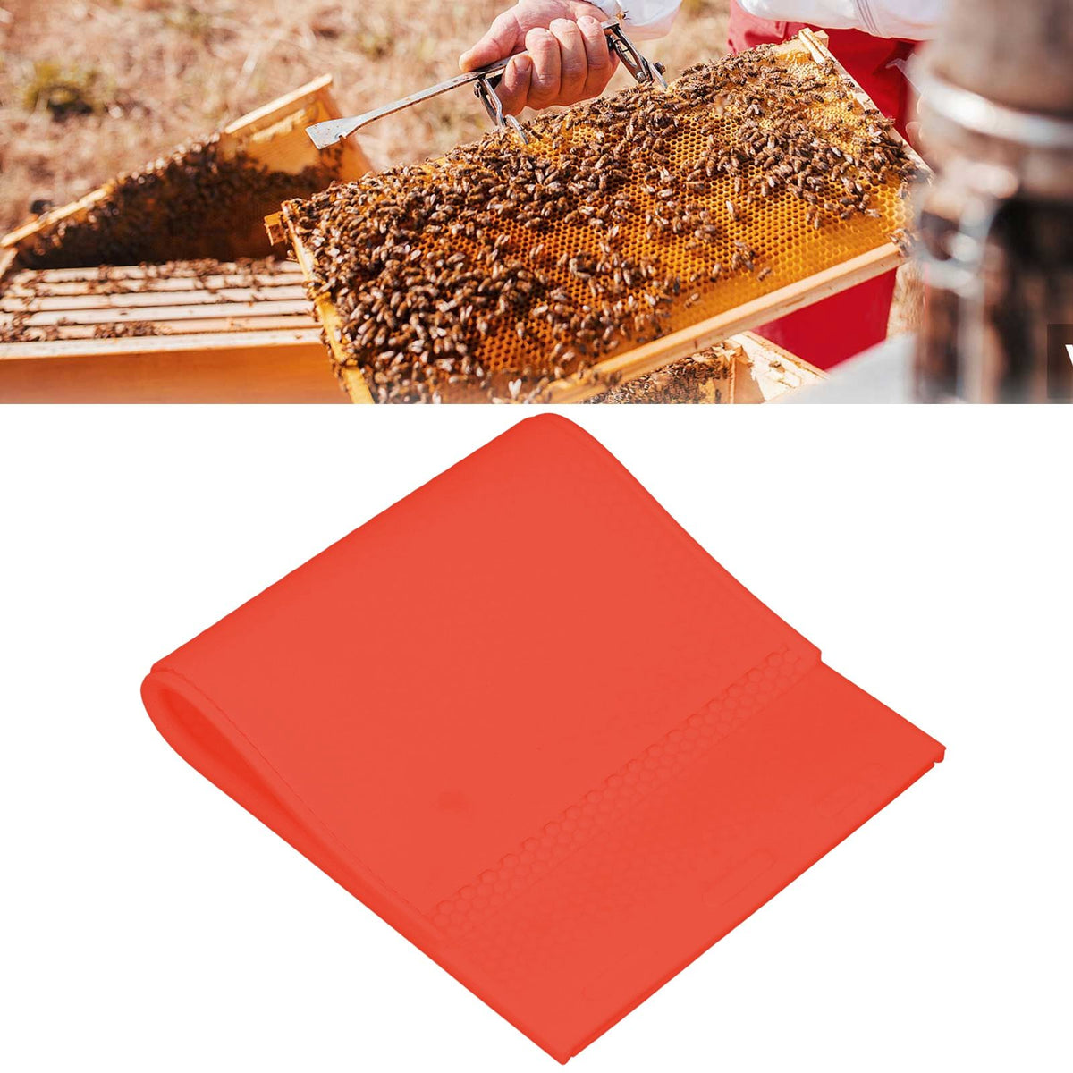 2PCS Beeswax Sheet Mold 5.4mm Reusable Silicone Beeswax Mold Foundation for Bee Keeping 37.5x21CM Red