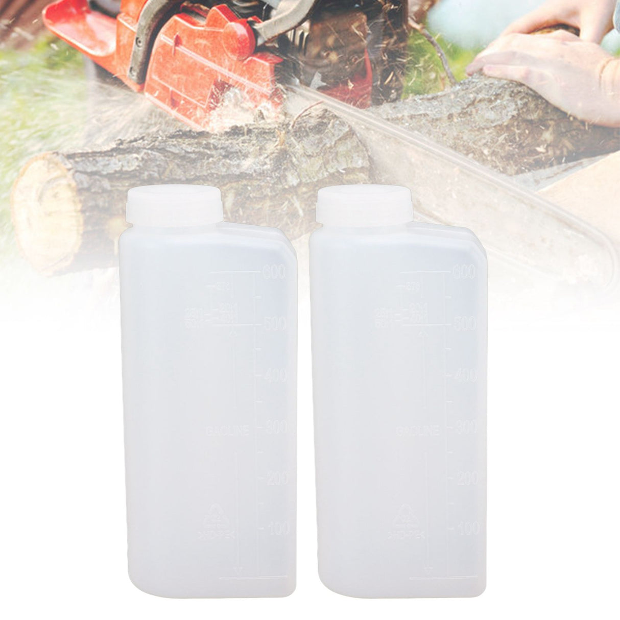 2PCS 600ML 2 Stroke Oil Petrol Fuel Mix Bottle Professional Oil Mixing Bottle Container for Chainsaw Ironing Machine