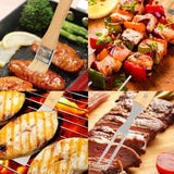 10PCS Grilling Tool Set Stainless Steel with Wood Handle Grill Utensils for Picnic Barbecue - Rear View