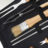 10PCS Grilling Tool Set Stainless Steel with Wood Handle Grill Utensils for Picnic Barbecue - Close-Up Angle