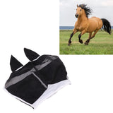 Horse Fly Mask All Round Mesh Breathable Fly Mask Elastic UV Protection Horse Face Mask with Ears Black L 45x54cm / 17.7x21.3in - Extra Image
