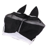 Horse Fly Mask All Round Mesh Breathable Fly Mask Elastic UV Protection Horse Face Mask with Ears Black S 42x35cm / 16.5x13.8in
