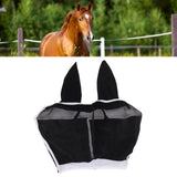Horse Fly Mask All Round Mesh Breathable Fly Mask Elastic UV Protection Horse Face Mask with Ears Black S 42x35cm / 16.5x13.8in - Extra Image