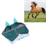Horse Fly Mask All Round Mesh Breathable Fly Mask Elastic UV Protection Horse Face Mask with Ears Blue L 45x54cm / 17.7x21.3in