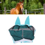 Horse Fly Mask All Round Mesh Breathable Fly Mask Elastic UV Protection Horse Face Mask with Ears Blue L 45x54cm / 17.7x21.3in - Extra Image
