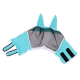 Horse Fly Mask All Round Mesh Breathable Fly Mask Elastic UV Protection Horse Face Mask with Ears Blue S 42x35cm / 16.5x13.8in - Front View