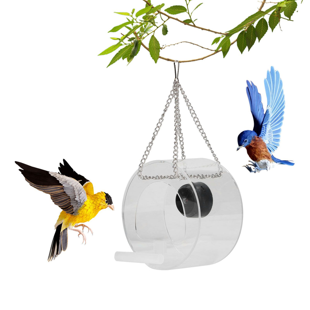 Smart Camera Bird Feeder Real Time Monitoring Hanging Bird Feeders for Outdoors Garden Round