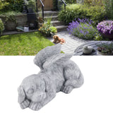 Pet Memorial Statue Resin Sleeping Pet Angel Garden Sculpture for Pet Memorial Gravestone Ornament Angel Dog - Rear View
