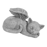 Pet Memorial Statue Resin Sleeping Pet Angel Garden Sculpture for Pet Memorial Gravestone Ornament Angel Cat - Front View