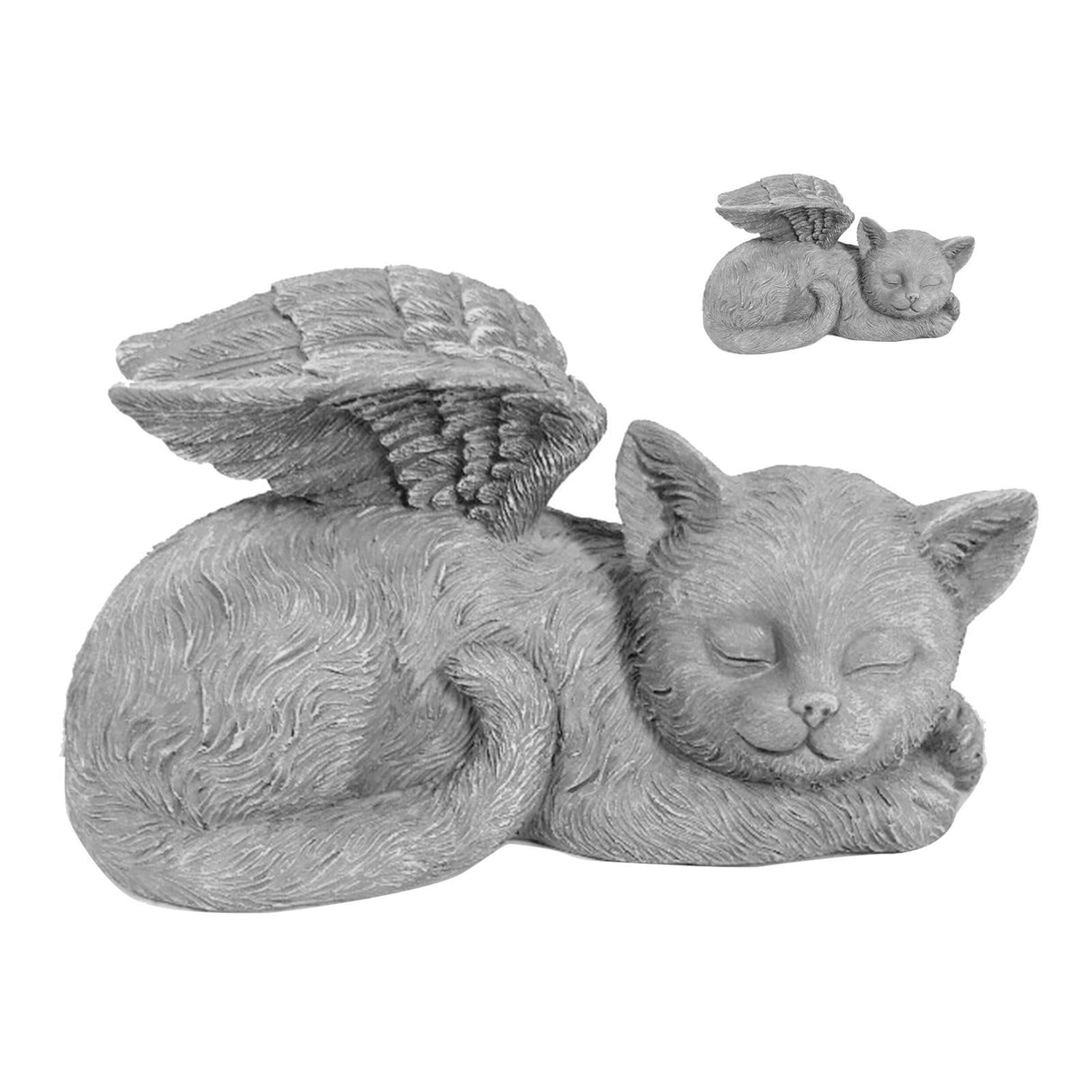 Pet Memorial Statue Resin Sleeping Pet Angel Garden Sculpture for Pet Memorial Gravestone Ornament Angel Cat