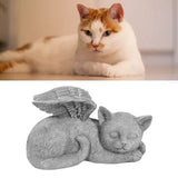 Pet Memorial Statue Resin Sleeping Pet Angel Garden Sculpture for Pet Memorial Gravestone Ornament Angel Cat - 45-Degree Angle