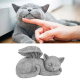 Pet Memorial Statue Resin Sleeping Pet Angel Garden Sculpture for Pet Memorial Gravestone Ornament Angel Cat - Rear View