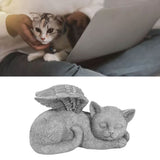Pet Memorial Statue Resin Sleeping Pet Angel Garden Sculpture for Pet Memorial Gravestone Ornament Angel Cat