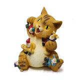 Cat Figurine Exquisite Details Texture Bright Colors Durable Resin Yellow Cat Statue for Garden Office Patio