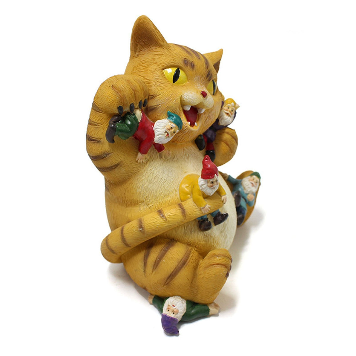 Cat Figurine Exquisite Details Texture Bright Colors Durable Resin Yellow Cat Statue for Garden Office Patio