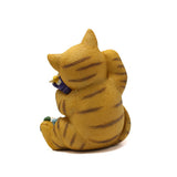 Cat Figurine Exquisite Details Texture Bright Colors Durable Resin Yellow Cat Statue for Garden Office Patio