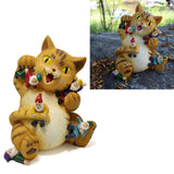 Cat Figurine Exquisite Details Texture Bright Colors Durable Resin Yellow Cat Statue for Garden Office Patio