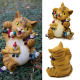 Cat Figurine Exquisite Details Texture Bright Colors Durable Resin Yellow Cat Statue for Garden Office Patio