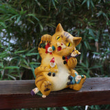 Cat Figurine Exquisite Details Texture Bright Colors Durable Resin Yellow Cat Statue for Garden Office Patio