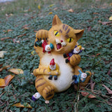 Cat Figurine Exquisite Details Texture Bright Colors Durable Resin Yellow Cat Statue for Garden Office Patio