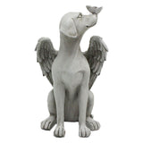 Angel Dog Memorial Statue Hand Carving Vivid Exquisite Synthetic Resin Pet Memorial Stones for Outdoor Garden - Front View