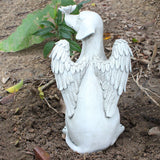 Angel Dog Memorial Statue Hand Carving Vivid Exquisite Synthetic Resin Pet Memorial Stones for Outdoor Garden - Rear View
