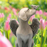 Angel Dog Memorial Statue Hand Carving Vivid Exquisite Synthetic Resin Pet Memorial Stones for Outdoor Garden - Extra Image