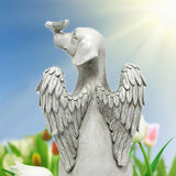 Angel Dog Memorial Statue Hand Carving Vivid Exquisite Synthetic Resin Pet Memorial Stones for Outdoor Garden - Extra Image