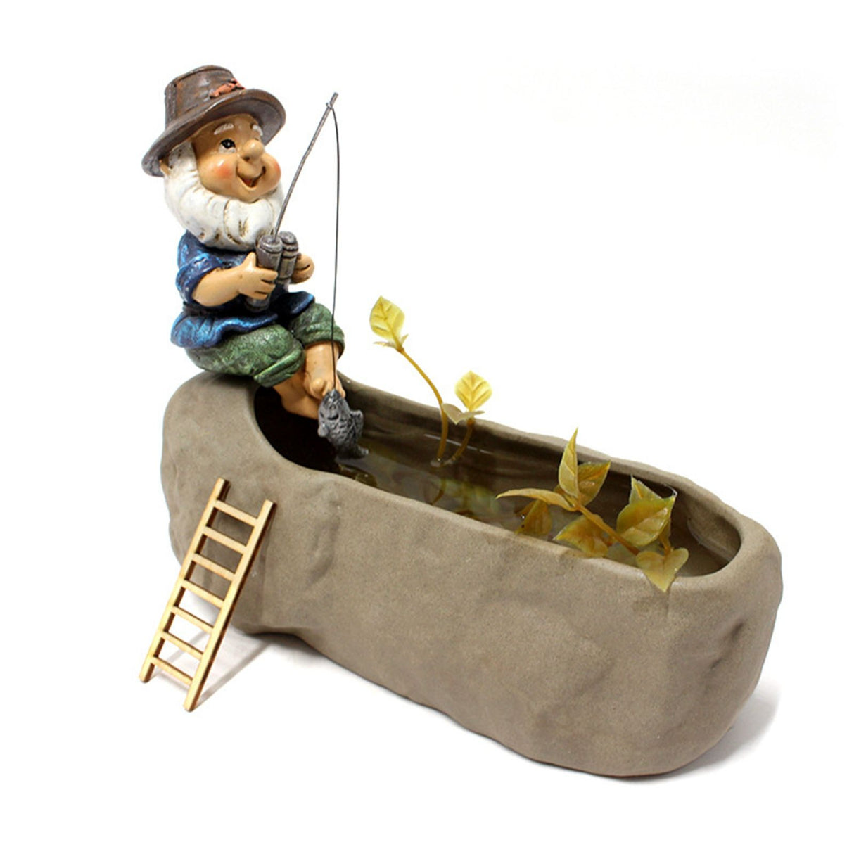 Fishing Man Figurine Bright Colors Lifelike Details Durable Resin Widely Used Fisherman Statue for Garden Home Backyard