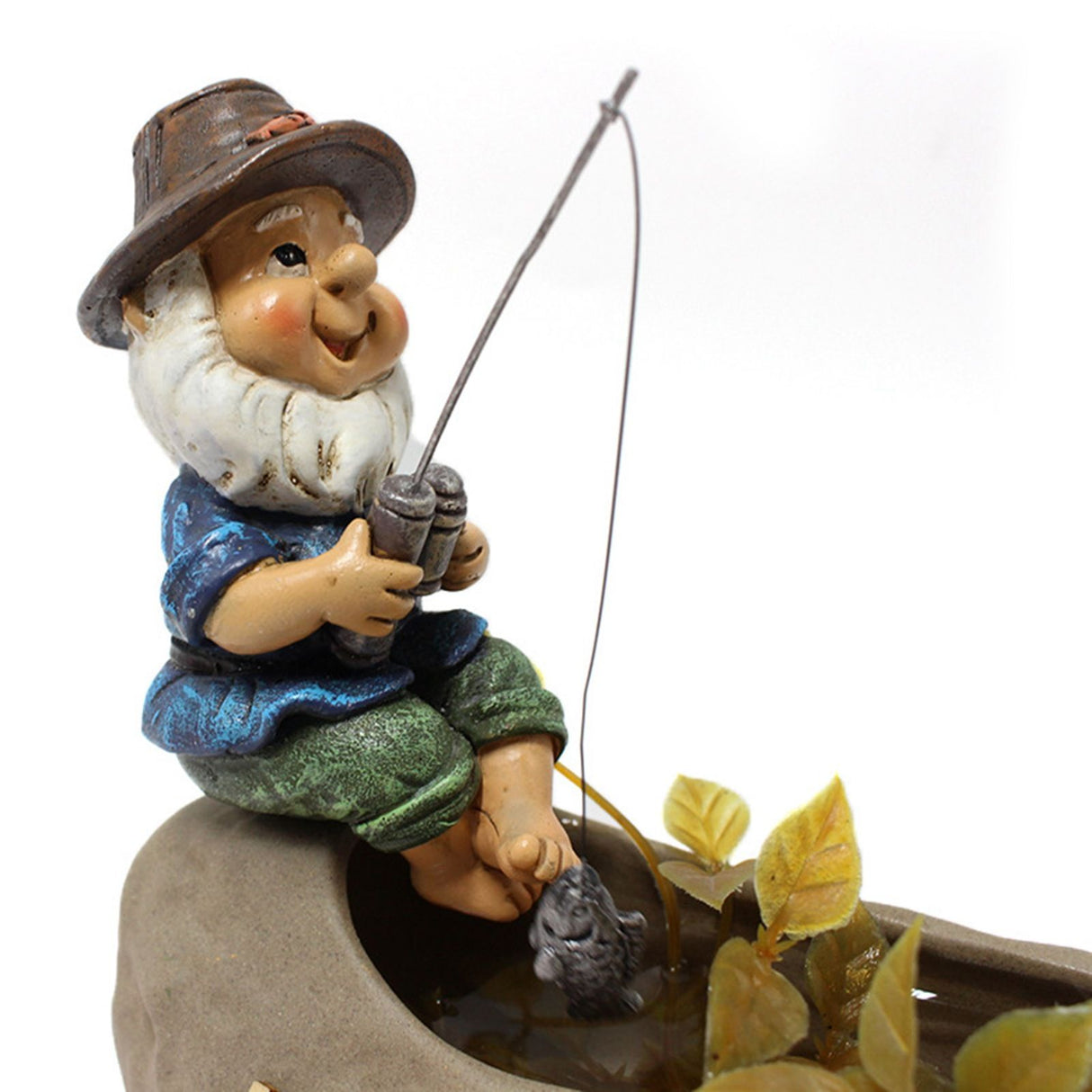 Fishing Man Figurine Bright Colors Lifelike Details Durable Resin Widely Used Fisherman Statue for Garden Home Backyard