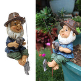 Fishing Man Figurine Bright Colors Lifelike Details Durable Resin Widely Used Fisherman Statue for Garden Home Backyard