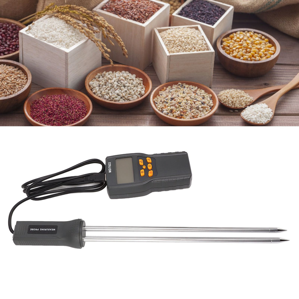 Grain Moisture Meter Tester LCD Display with Backlit Automatic Temperature Compensation Garden Tools