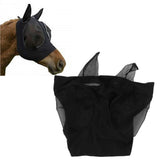 Horse Mesh Fly Mask Breathable Elastic Horse Face Mask with Ears Protection Riding Equestrian Equipment Black - Extra Image